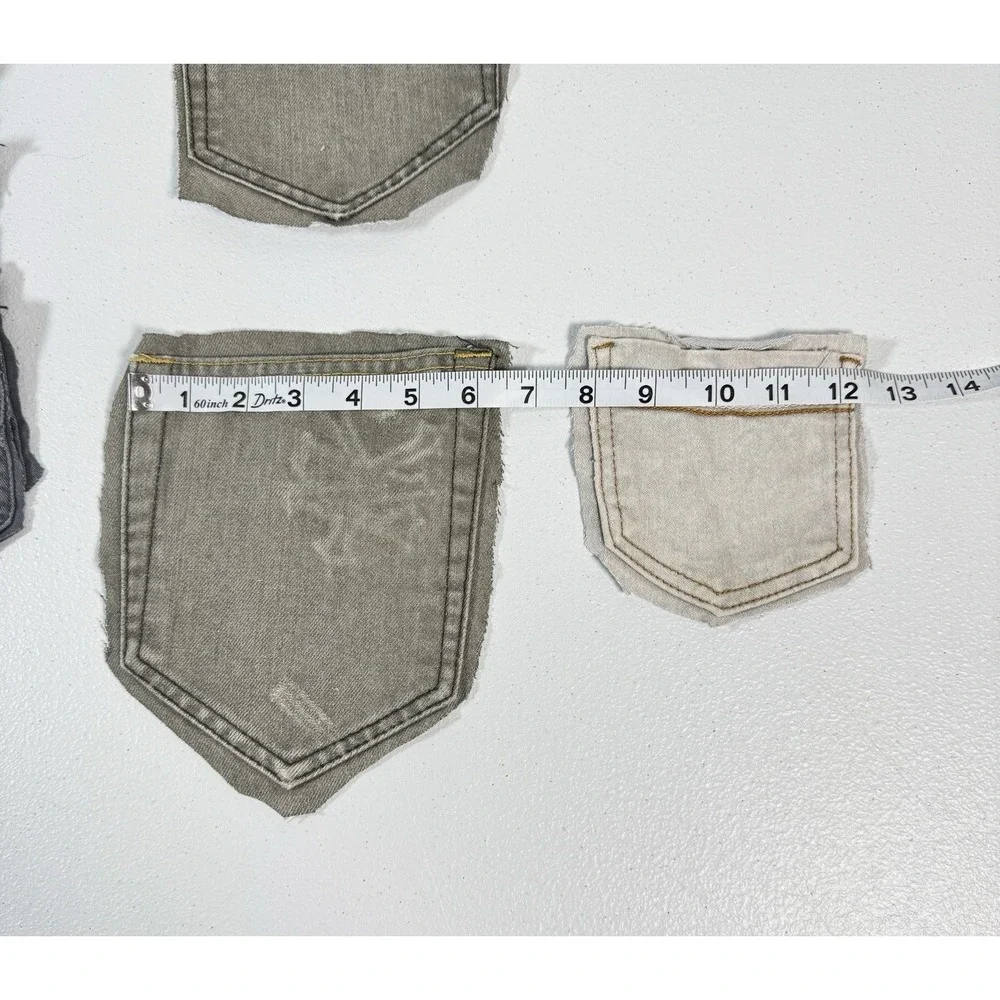 34 Denim Jean Back Pockets 17 Pairs Black Grey Sewing Quilting Crafts Upcycle
